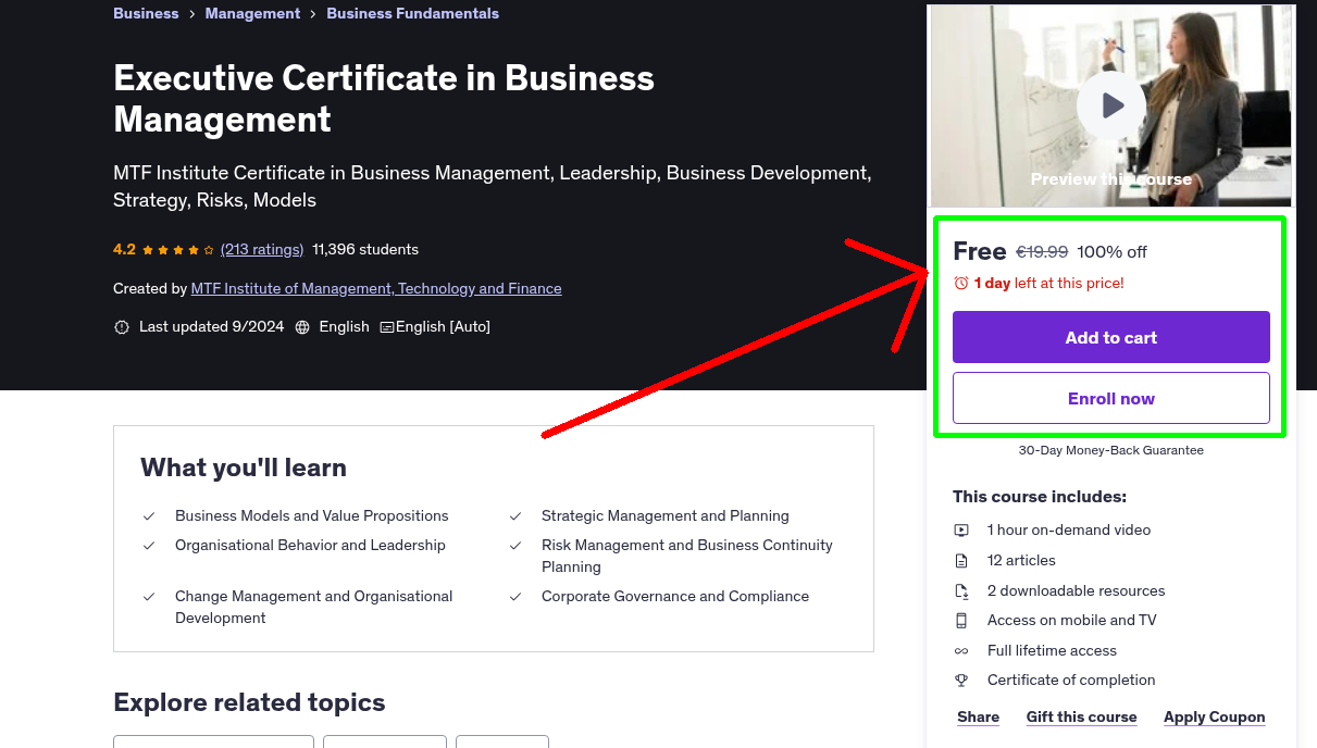 Executive Certificate in Business Management