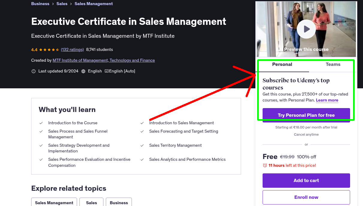 Executive Certificate in Sales Management