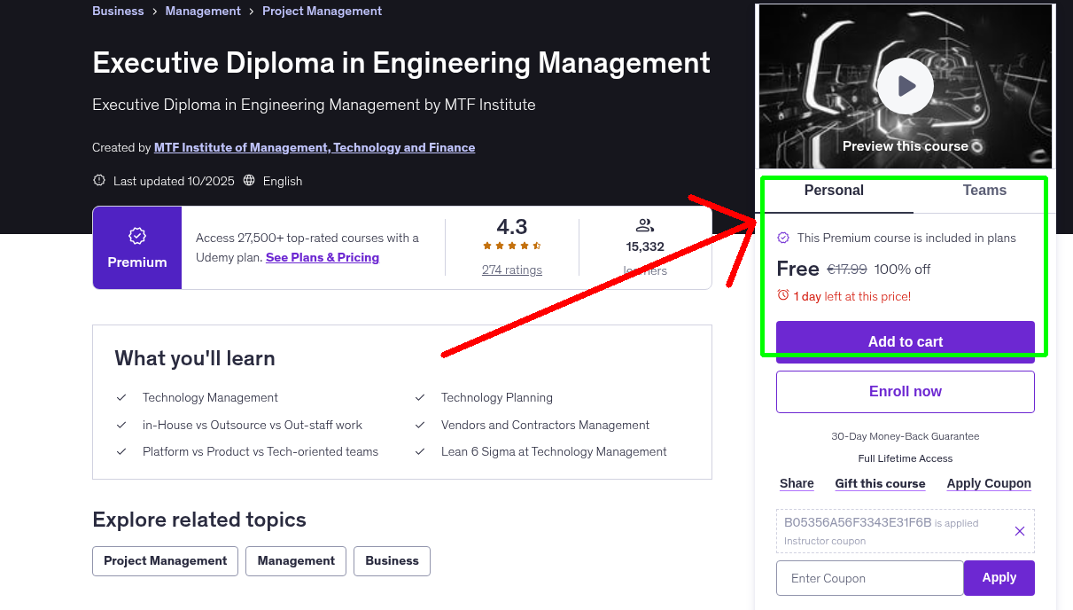 Executive Diploma in Engineering Management