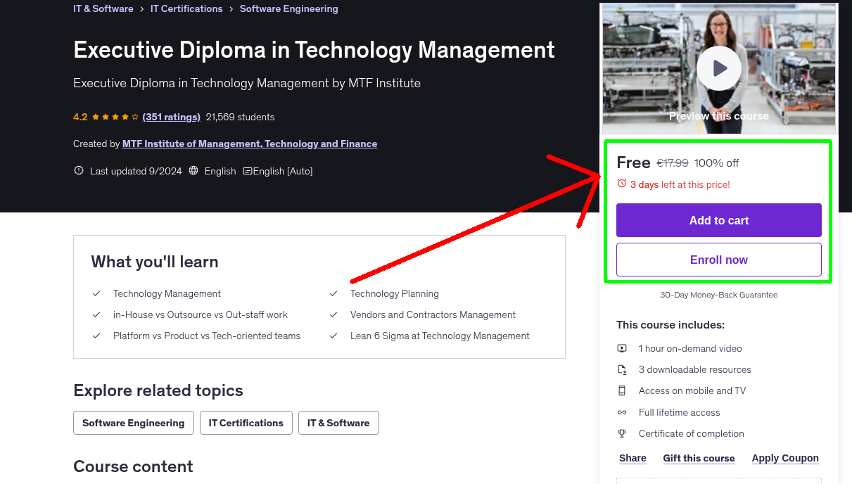 Executive Diploma in Technology Management