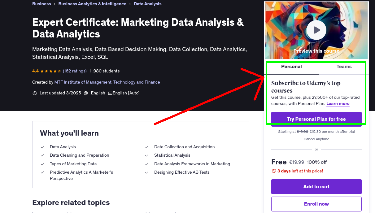 Expert Certificate: Marketing Data Analysis & Data Analytics