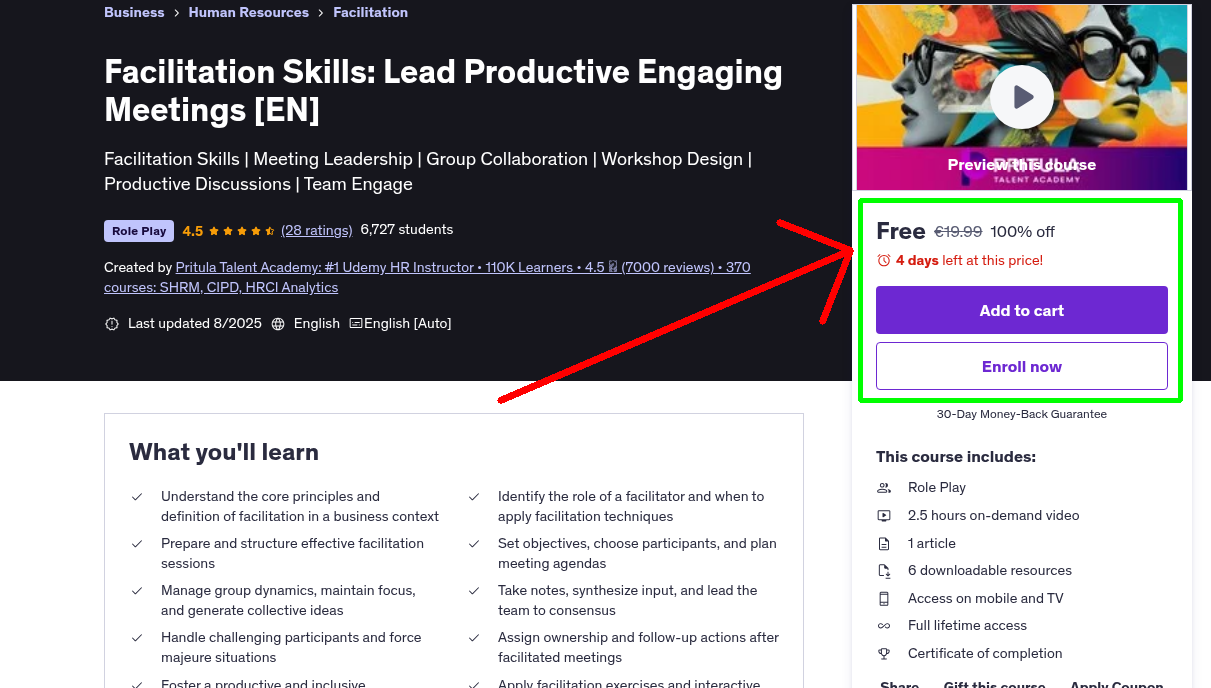 Facilitation Skills: Lead Productive Engaging Meetings [EN]