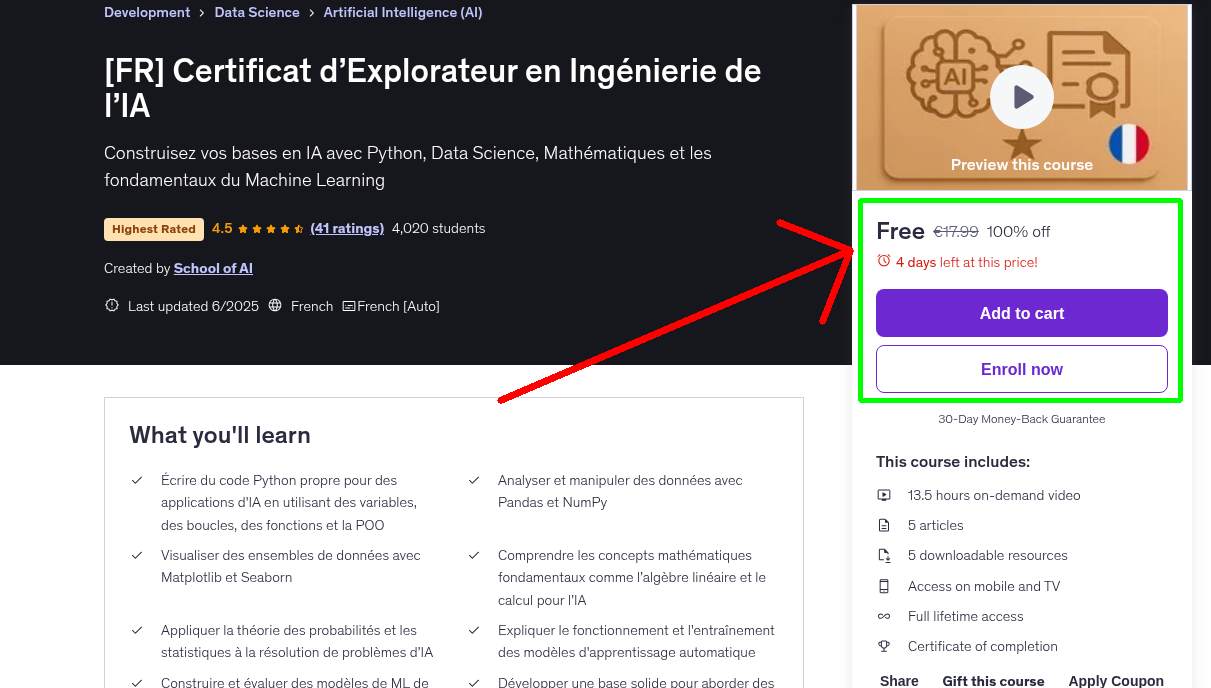 [FR] Certificat d’Explorateur en Ingénierie de l’IA