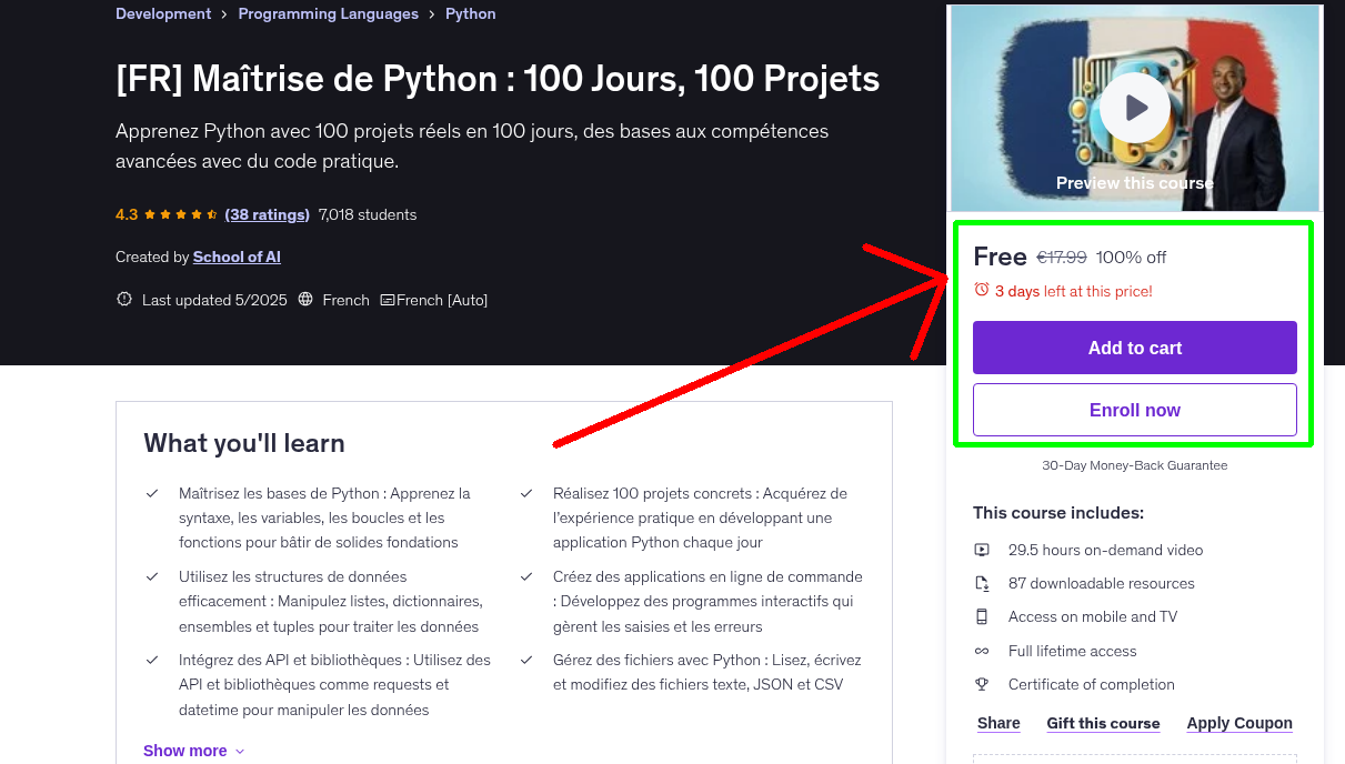 [FR] Maîtrise de Python : 100 Jours, 100 Projets