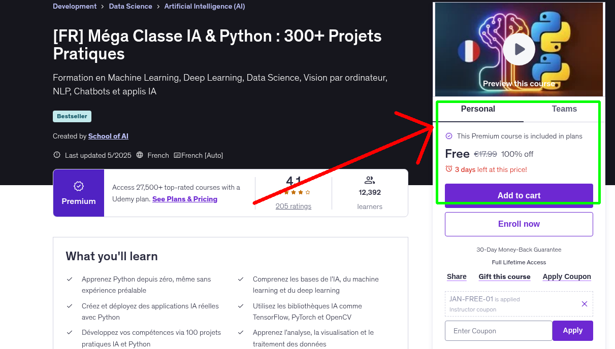 [FR] Méga Classe IA & Python : 300+ Projets Pratiques
