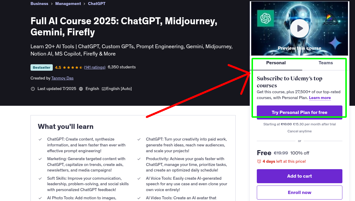 Full AI Course 2025: ChatGPT, Midjourney, Gemini, Firefly