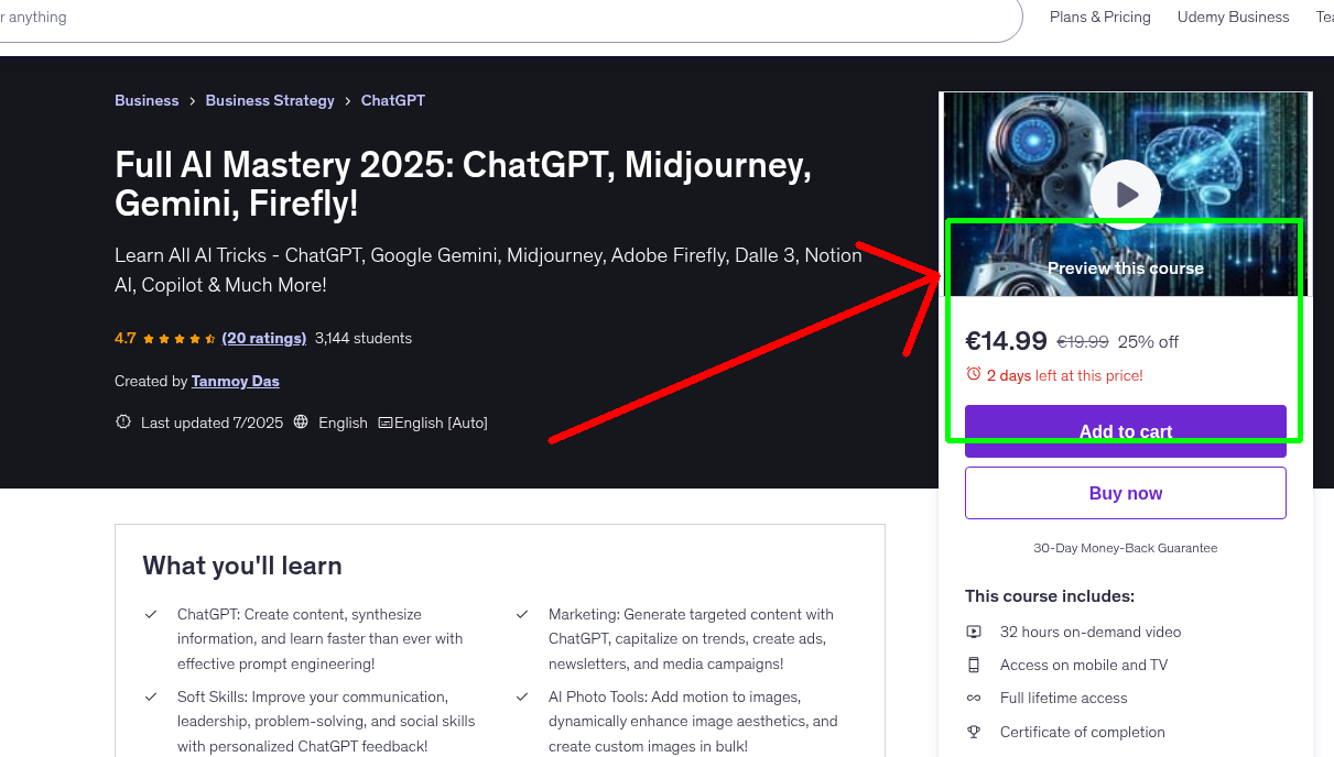 Full AI Mastery 2025: ChatGPT, Midjourney, Gemini, Firefly!