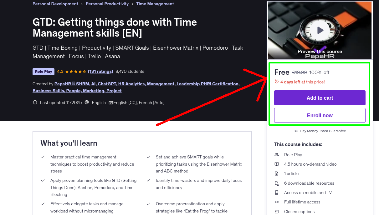 GTD: Getting things done with Time Management skills [EN]