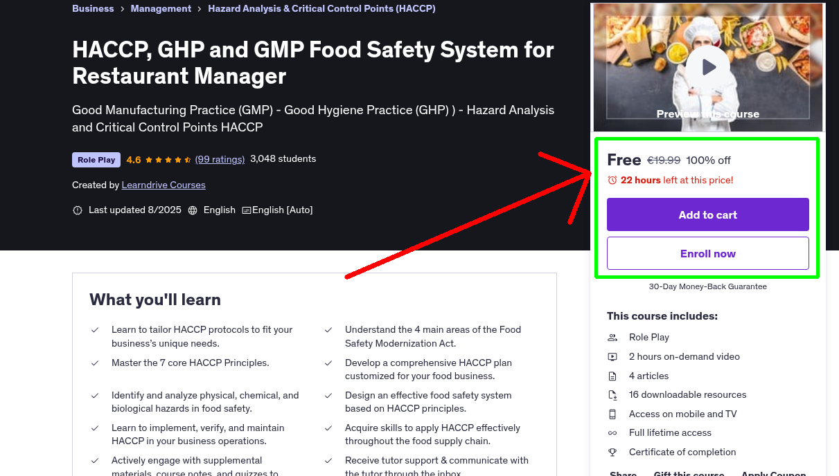 HACCP, GHP and GMP Food Safety System for Restaurant Manager