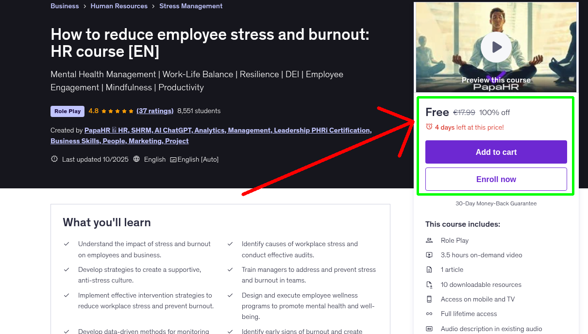 How to reduce employee stress and burnout: HR course [EN]