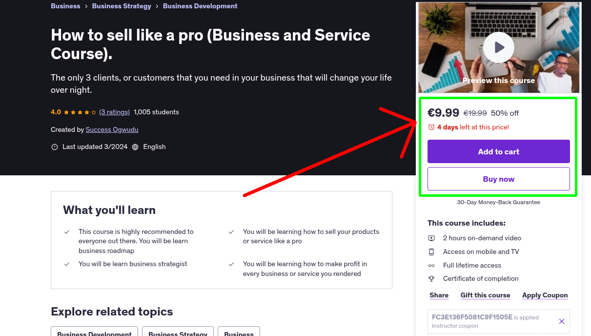 How to sell like a pro (Business and Service Course).
