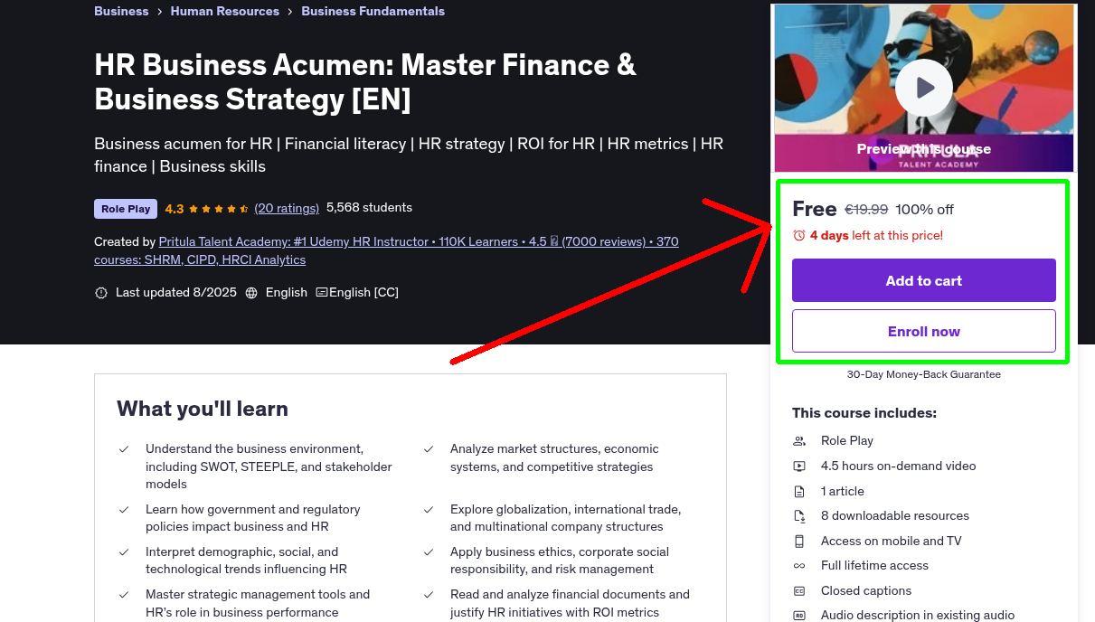 HR Business Acumen: Master Finance & Business Strategy [EN]