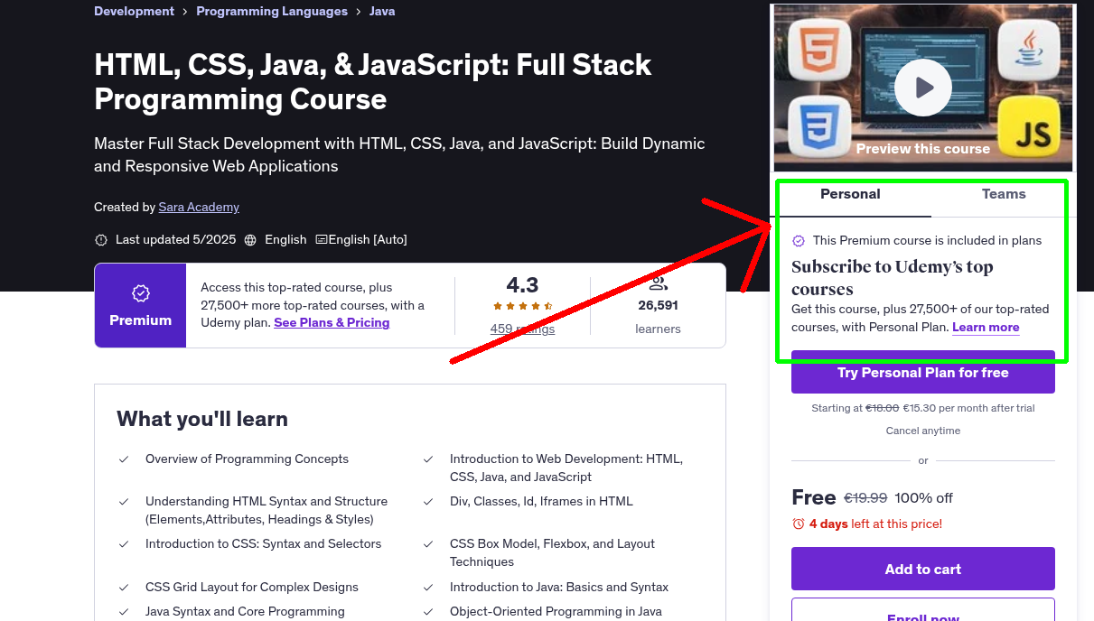 HTML, CSS, Java, & JavaScript: Full Stack Programming Course