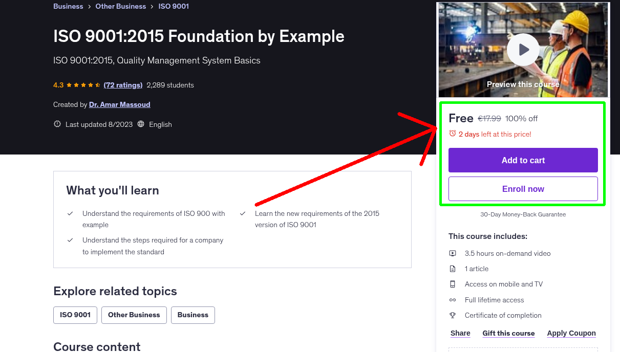 ISO 9001:2015 Foundation by Example