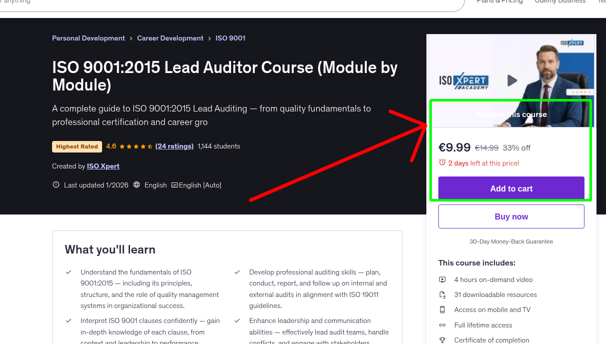 ISO 9001:2015 Lead Auditor Course (Module by Module)