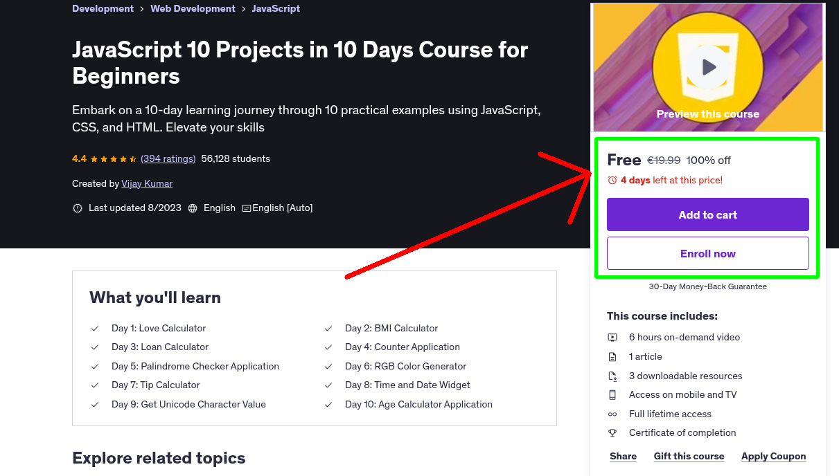 JavaScript 10 Projects in 10 Days Course for Beginners