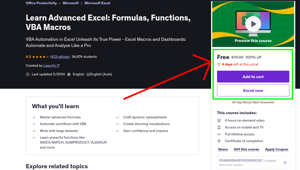 Learn Advanced Excel: Formulas, Functions, VBA Macros