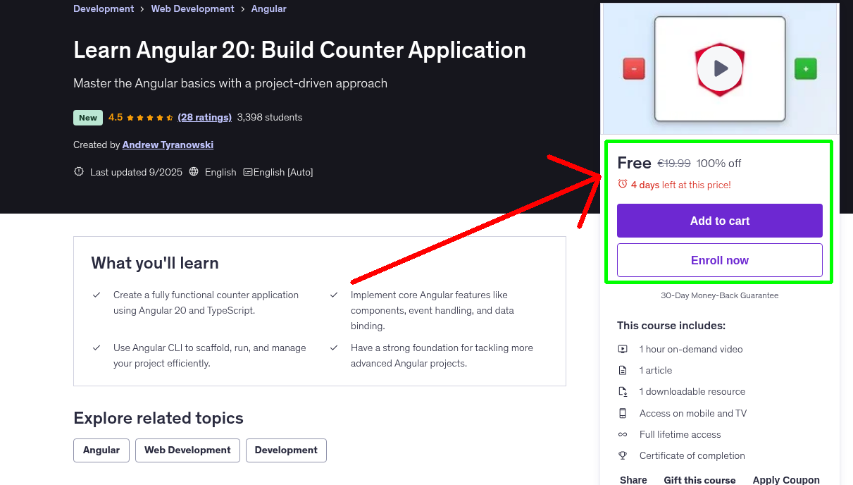 Learn Angular 20: Build Counter Application