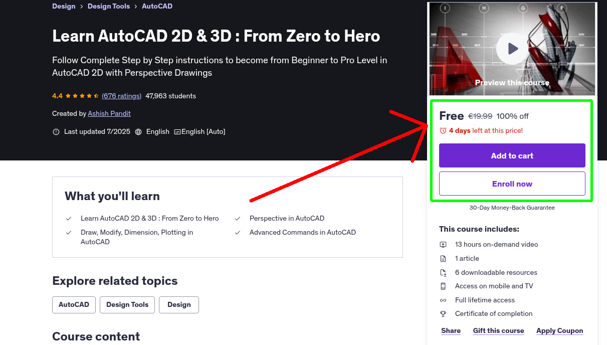 Learn AutoCAD 2D & 3D : From Zero to Hero