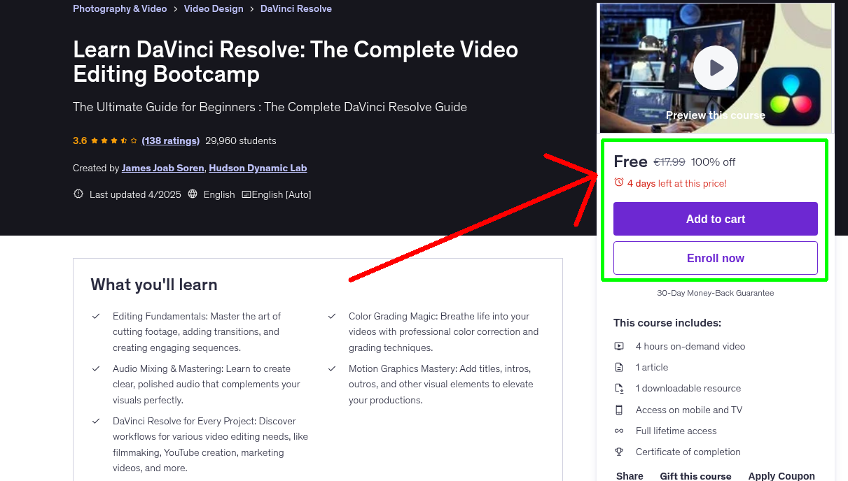 Learn DaVinci Resolve: The Complete Video Editing Bootcamp