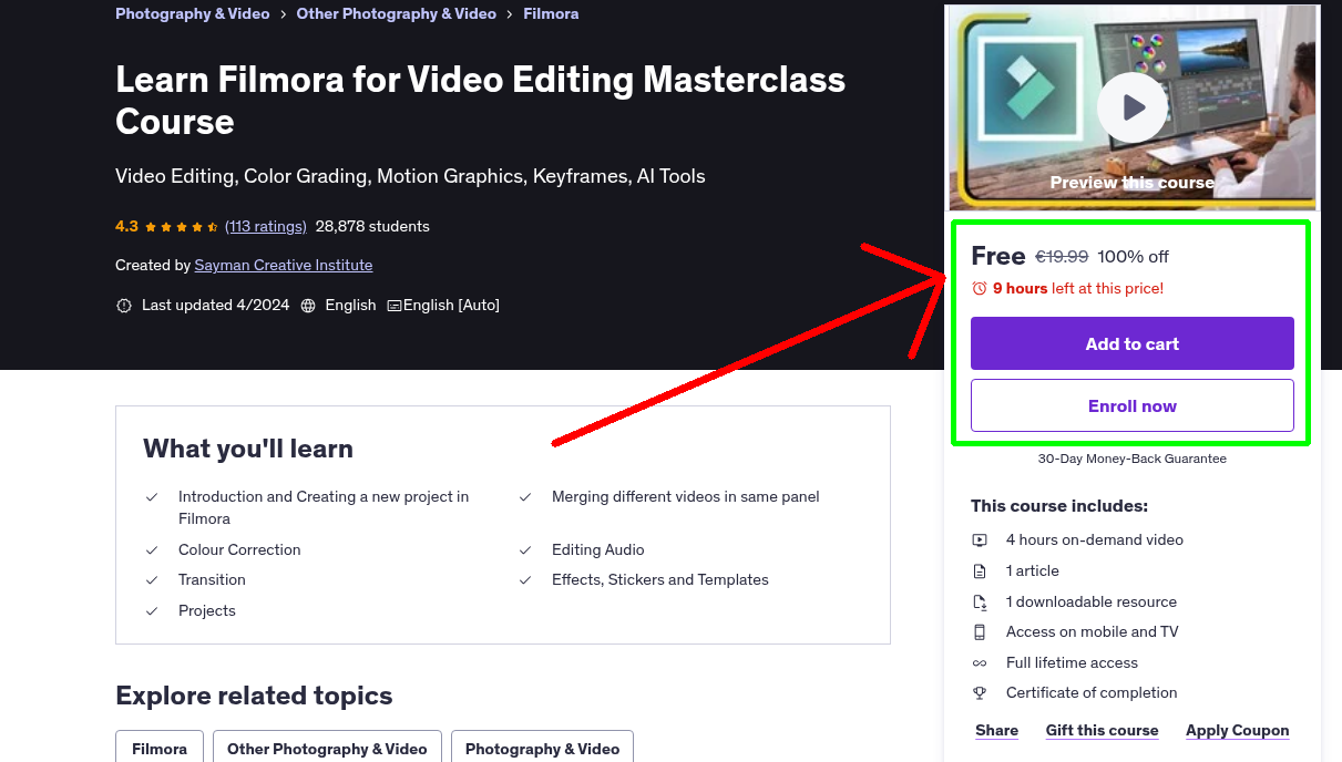 Learn Filmora for Video Editing Masterclass Course