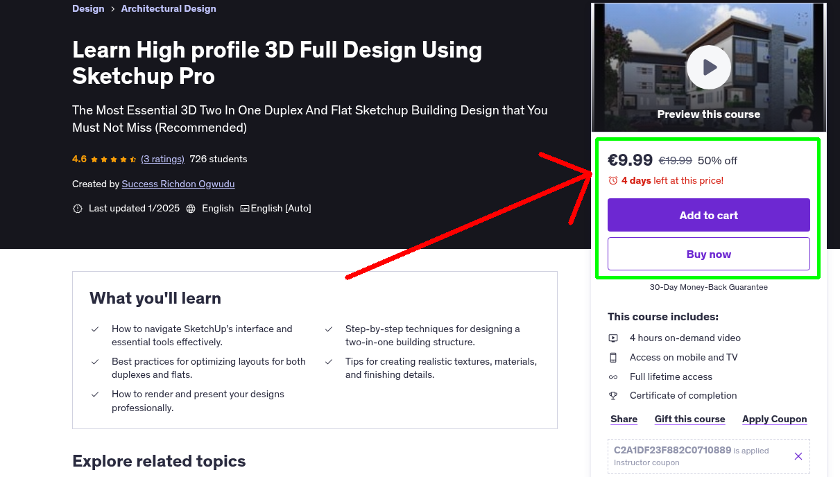 Learn High profile 3D Full Design Using Sketchup Pro