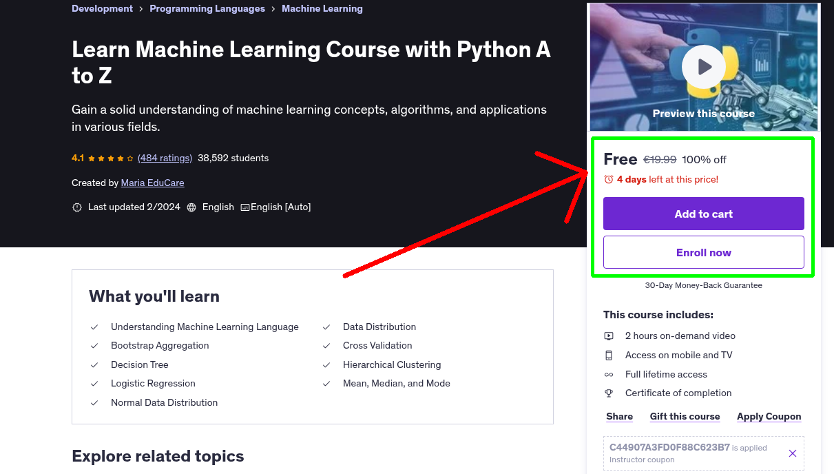 Learn Machine Learning Course with Python A to Z