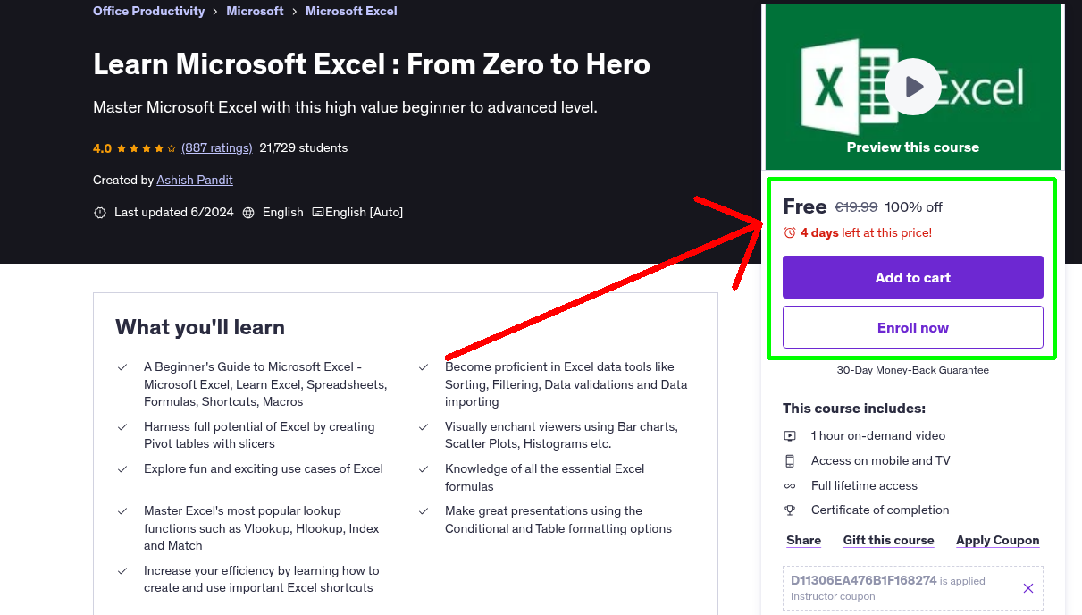 Learn Microsoft Excel : From Zero to Hero