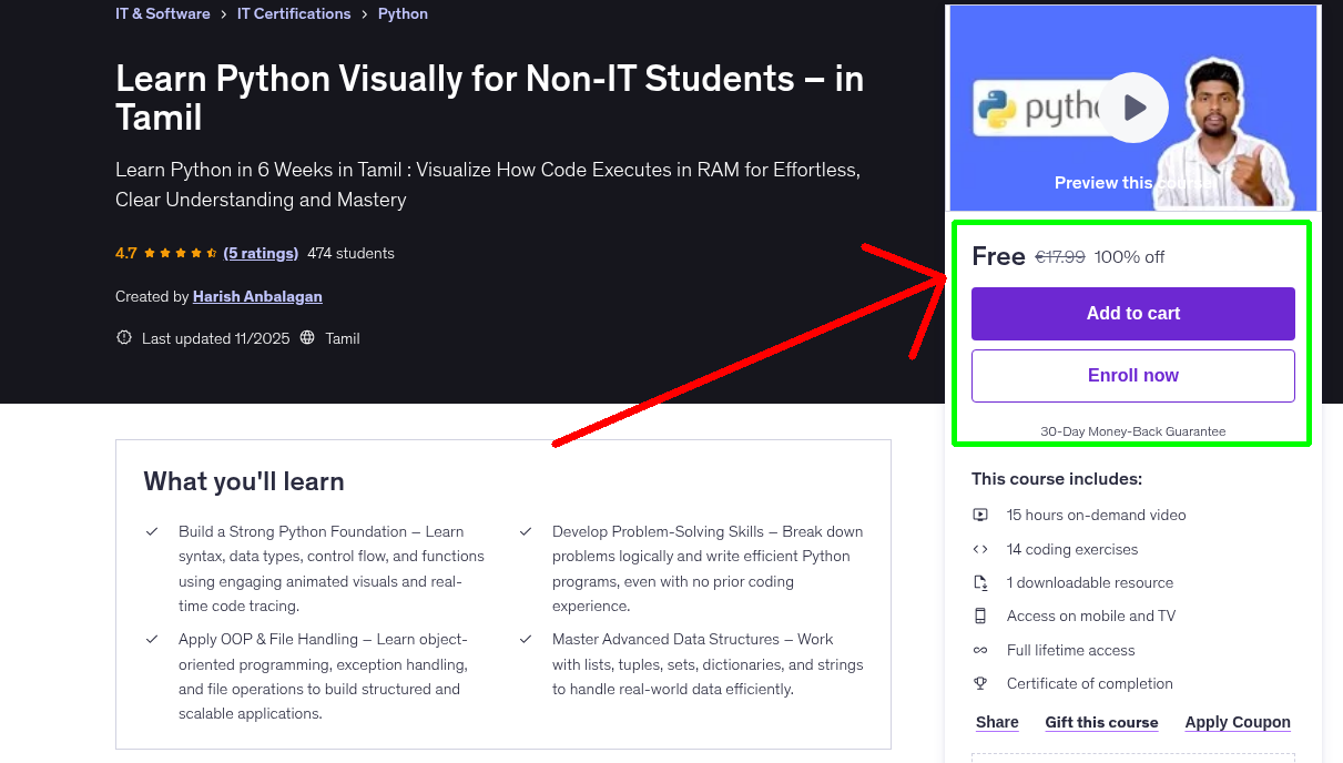 Learn Python Visually for Non-IT Students – in Tamil