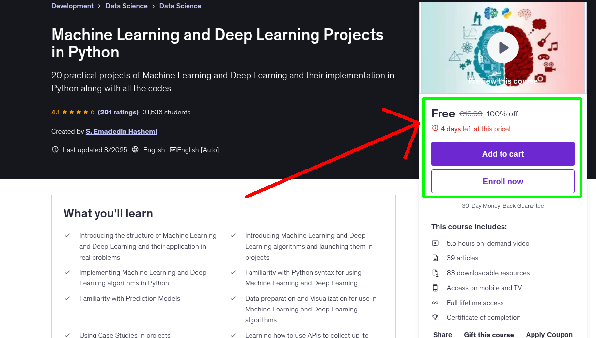 Machine Learning and Deep Learning Projects in Python
