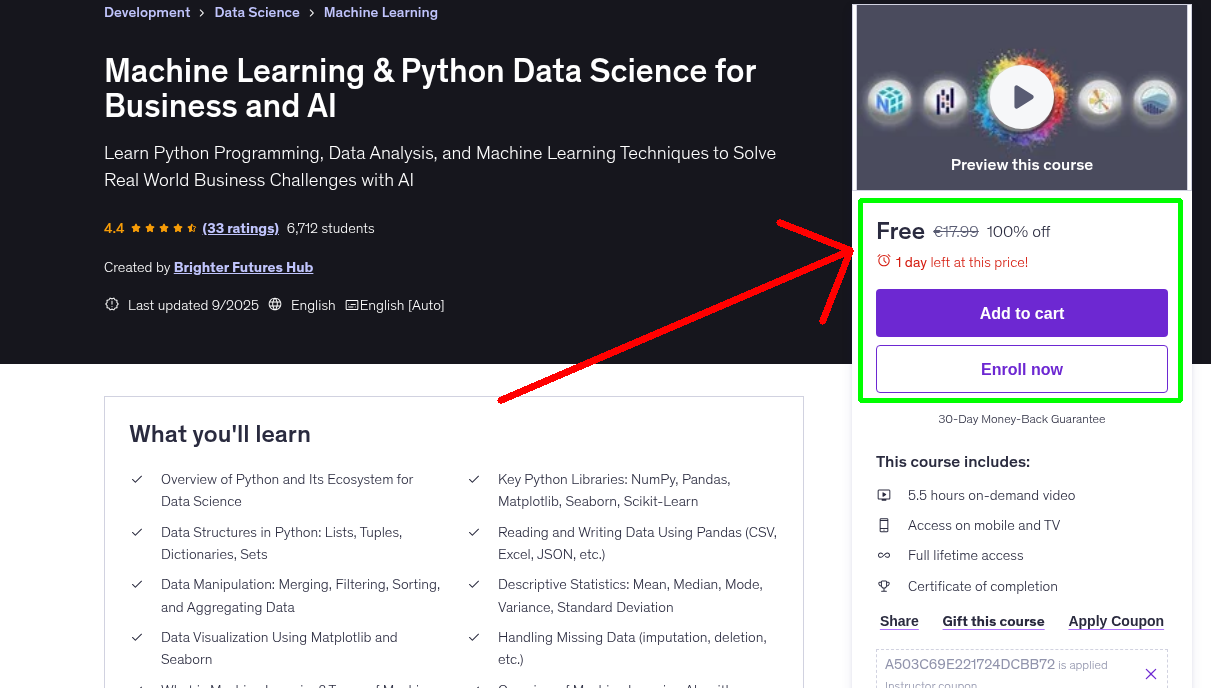 Machine Learning & Python Data Science for Business and AI