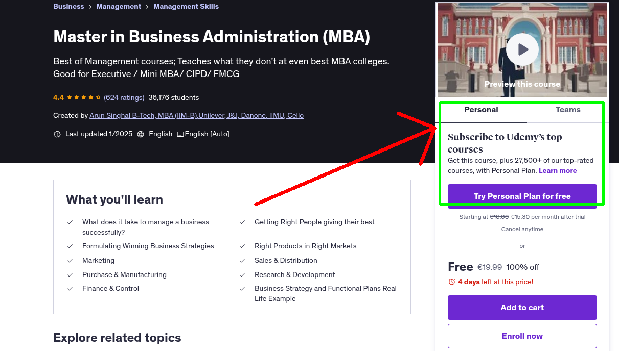 Master in Business Administration (MBA)