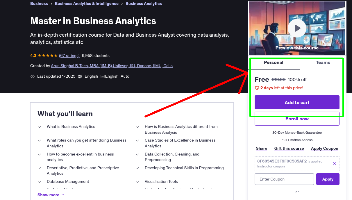 Master in Business Analytics