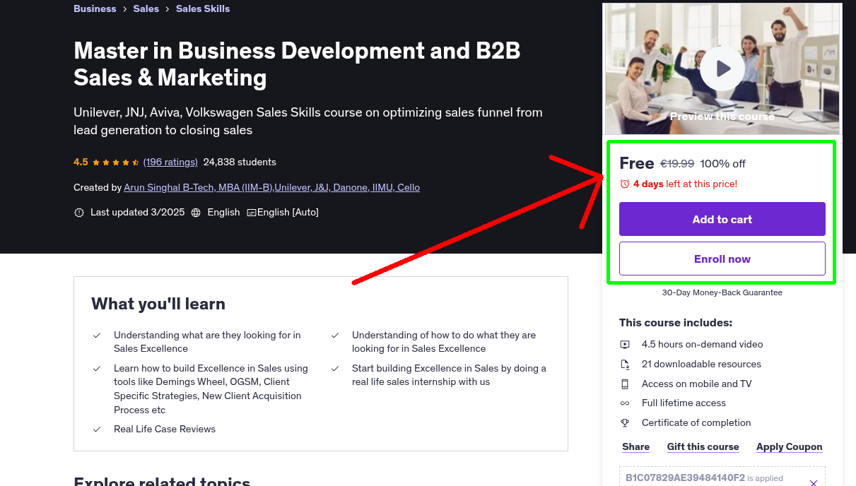 Master in Business Development and B2B Sales & Marketing