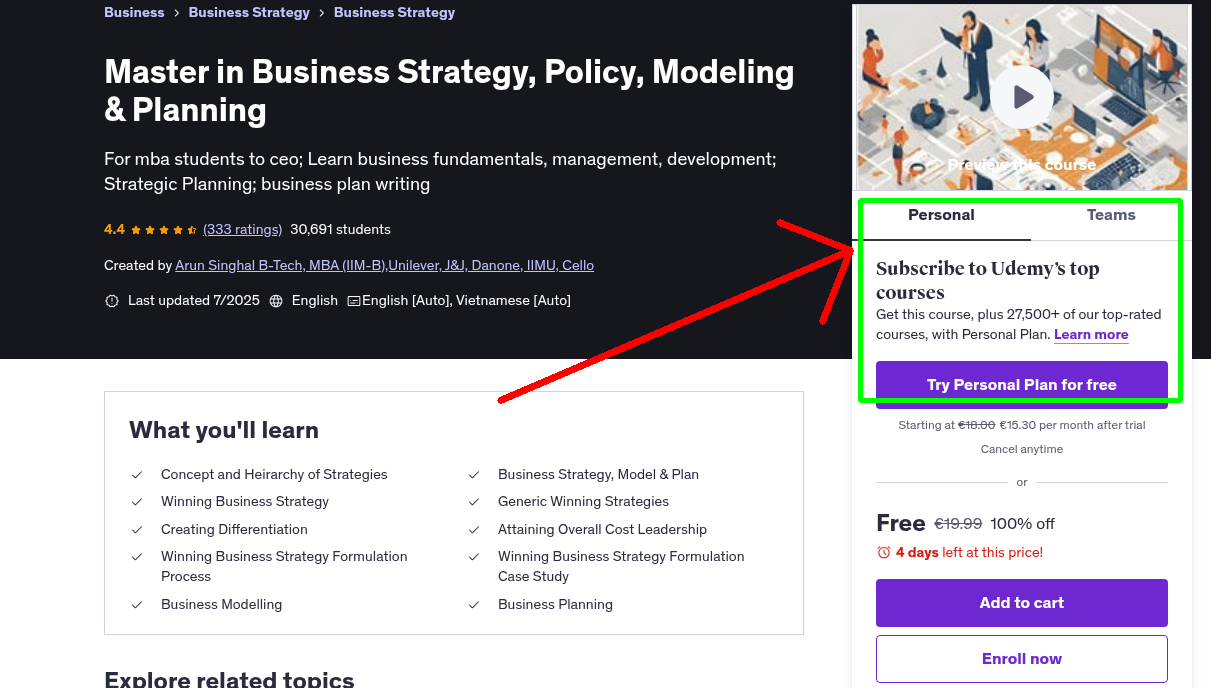 Master in Business Strategy, Policy, Modeling & Planning