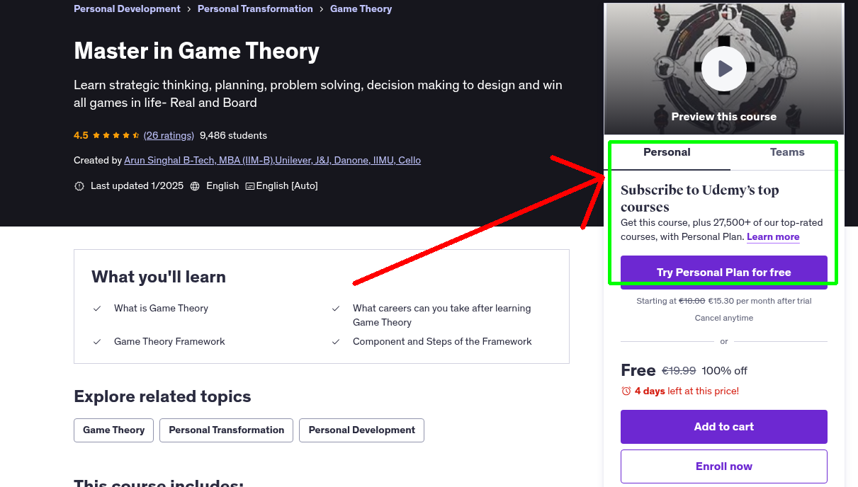 Master in Game Theory