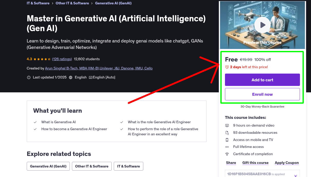 Master in Generative AI (Artificial Intelligence) (Gen AI)