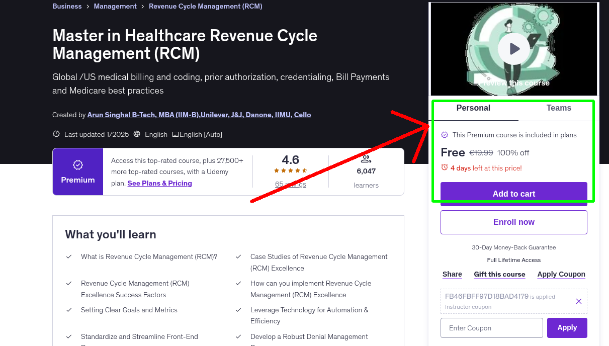 Master in Healthcare Revenue Cycle Management (RCM)