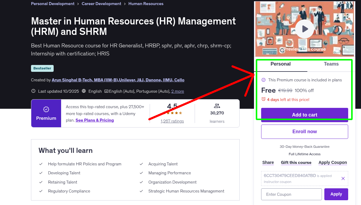 Master in Human Resources (HR) Management ( HRM) and SHRM