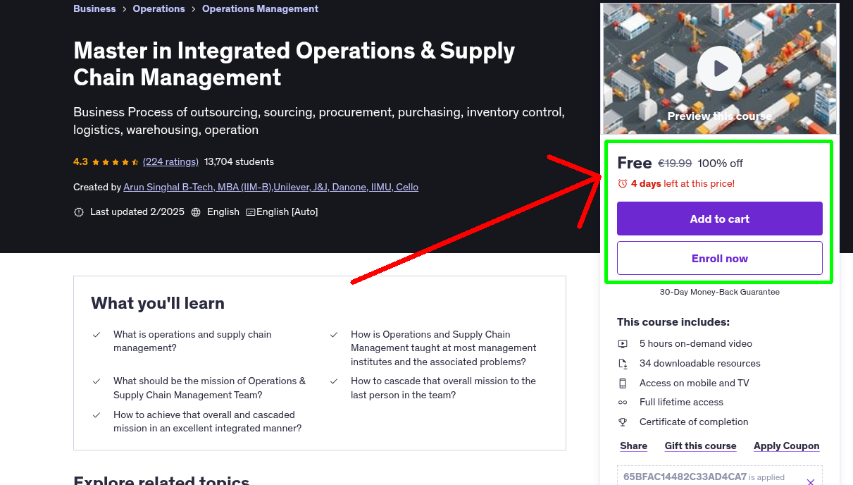 Master in Integrated Operations & Supply Chain Management