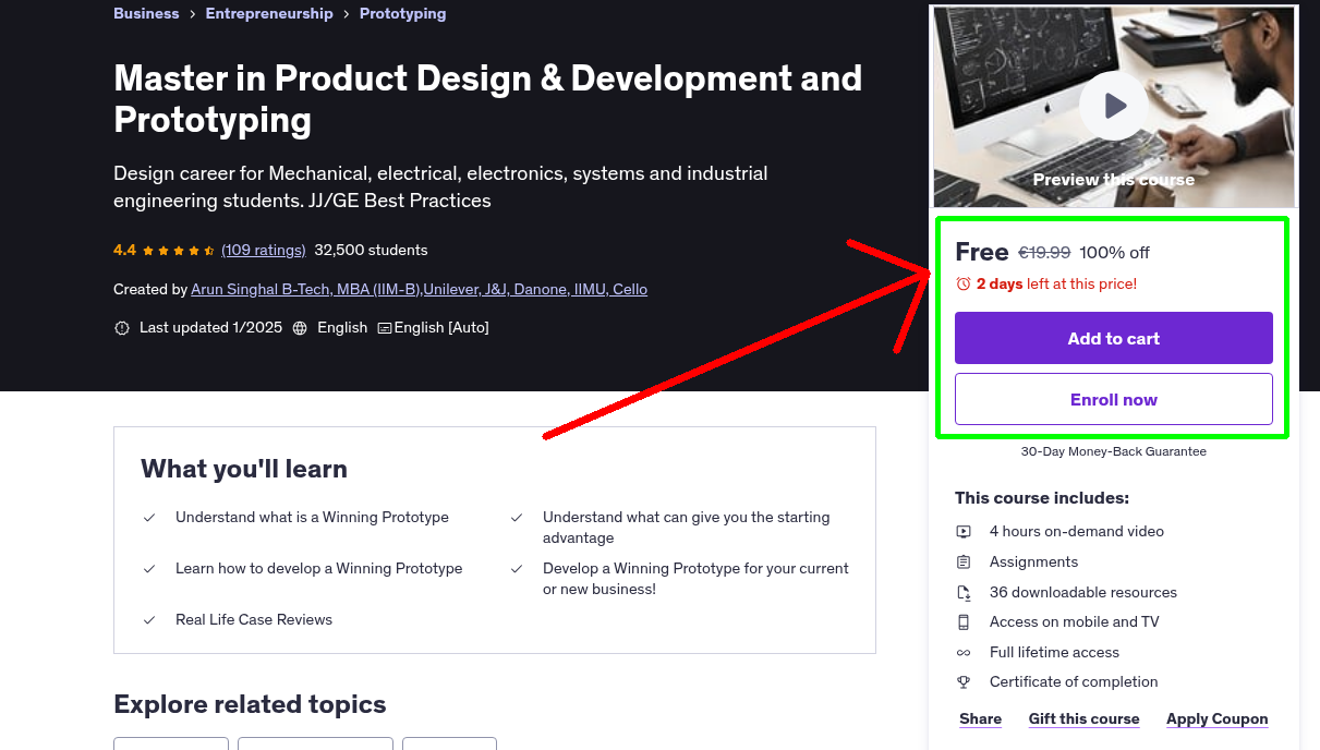 Master in Product Design & Development and Prototyping