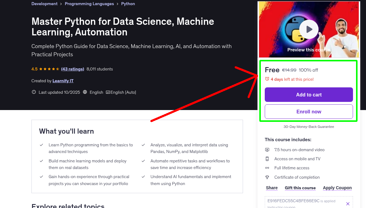 Master Python for Data Science, Machine Learning, Automation