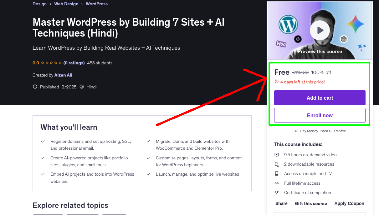 Master WordPress by Building 7 Sites + AI Techniques (Hindi)