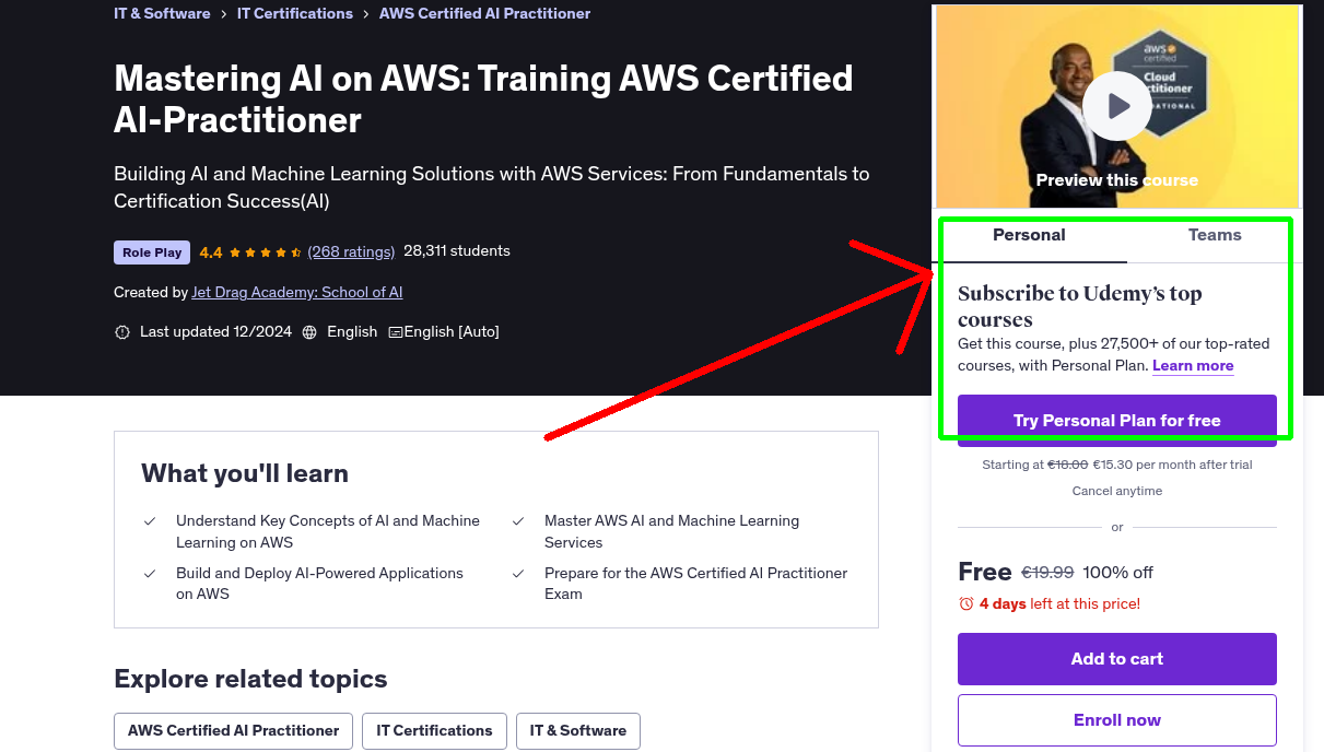 Mastering AI on AWS: Training AWS Certified AI-Practitioner