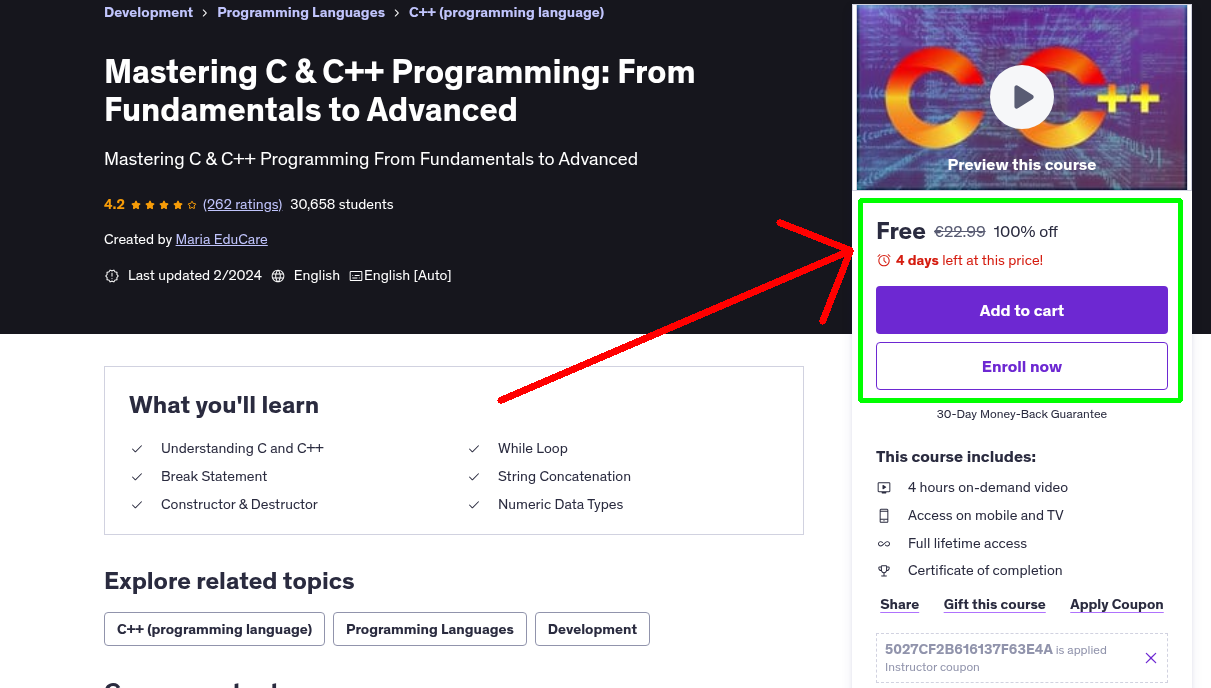 Mastering C & C++ Programming: From Fundamentals to Advanced