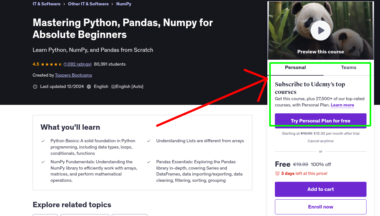 Mastering Python, Pandas, Numpy for Absolute Beginners