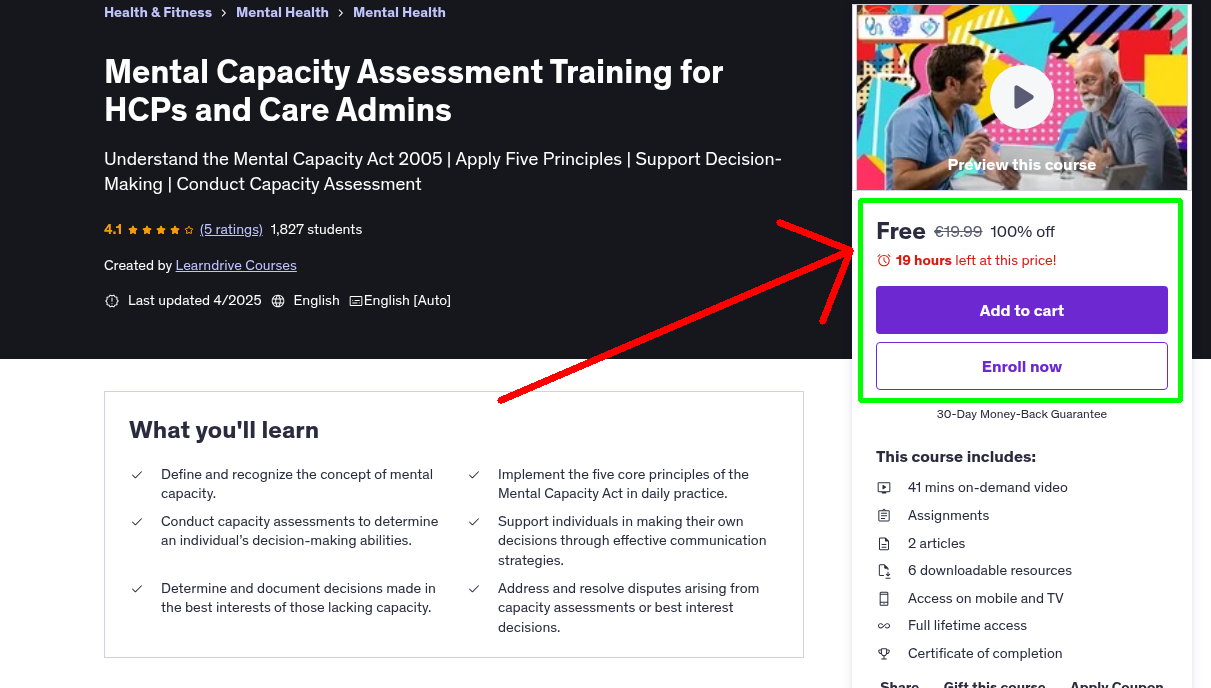 Mental Capacity Assessment Training for HCPs and Care Admins