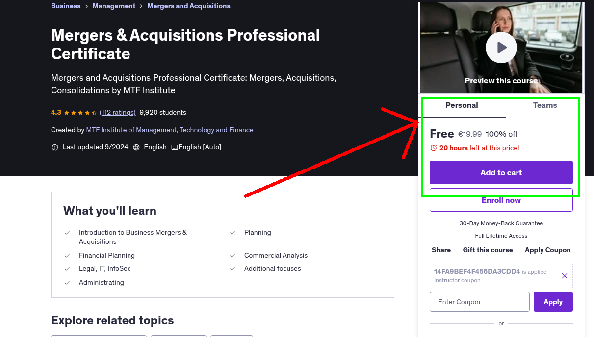 Mergers & Acquisitions Professional Certificate