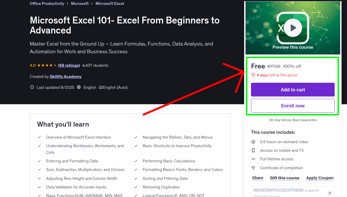 Microsoft Excel 101- Excel From Beginners to Advanced