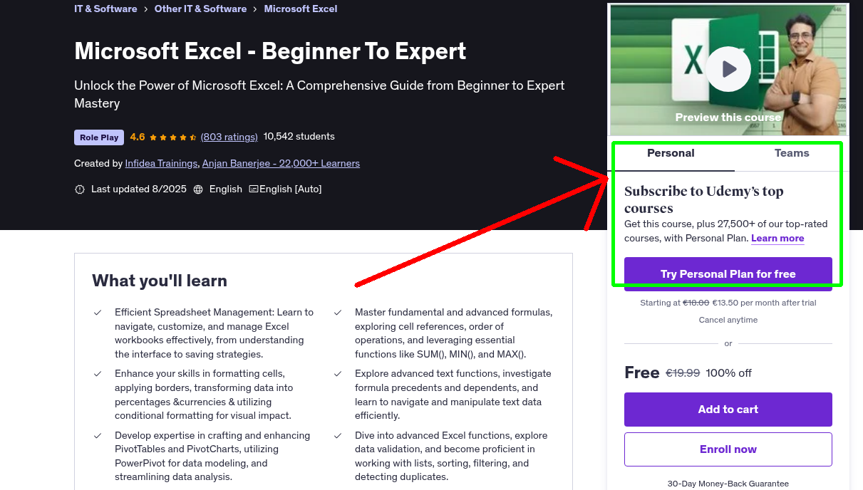 Microsoft Excel - Beginner To Expert